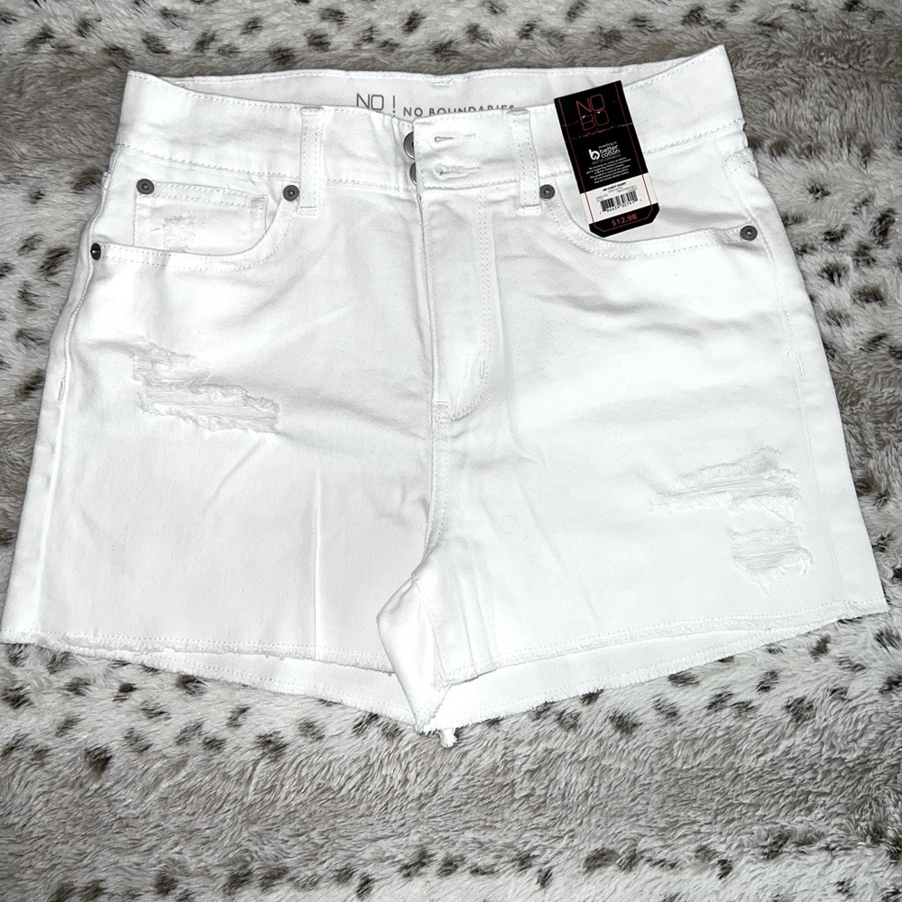 White jean shorts